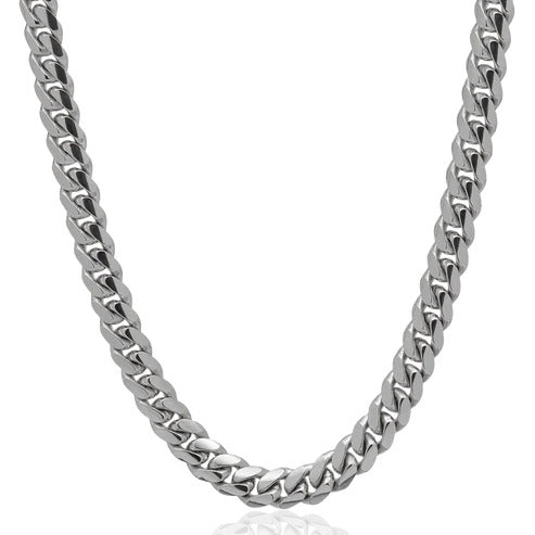 Solid Miami Cuban Chain White Gold